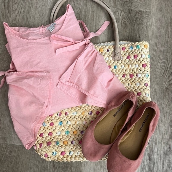 J.Crew Pastel Pink Long Sleeve Top with Bell Sleeve and Tie Finish - Picture 2 of 14